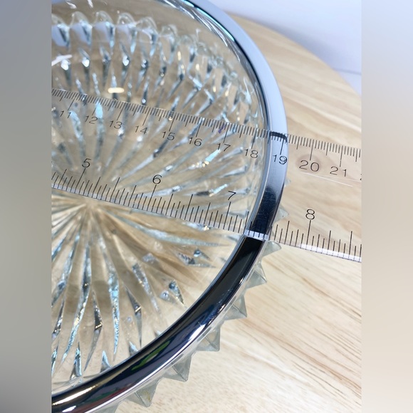 Heavy Glass Vintage Bowl Chrome Ring Made in England Fruit Bowl Candy Dish - Picture 11 of 11